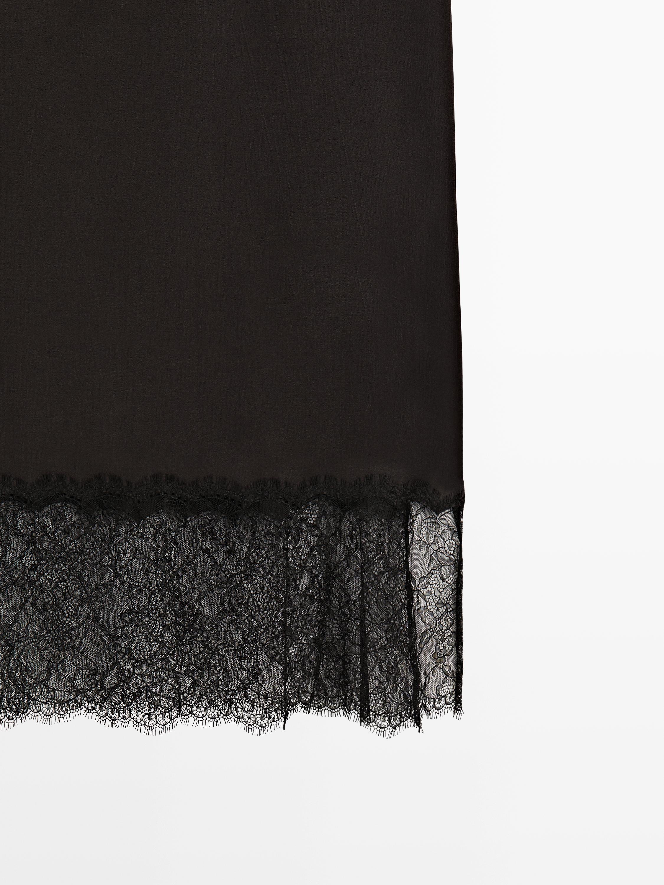 Jupe midi nuisette à dentelle